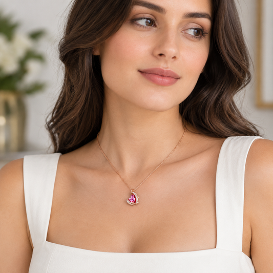 Magenta Clasp Swarovski Necklace