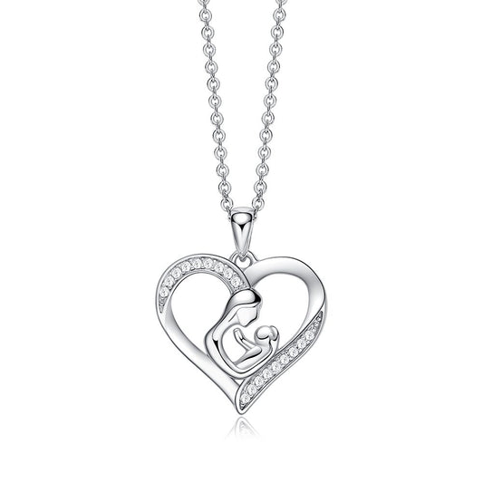 Silver Mother And Child Necklace