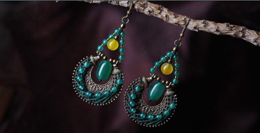 Circular Jade And Lime Earrings