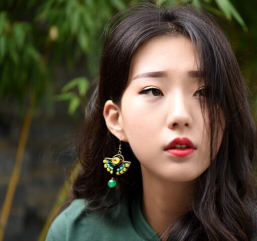 Lime Peacock Earrings