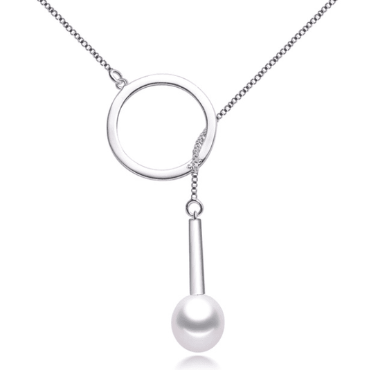 Circle And Pearl Lock Necklace
